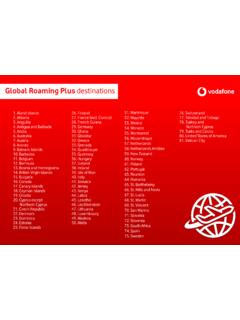 Global Roaming Plus destinations - Vodafone