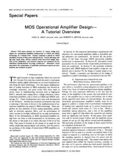 MOS operational amplifier design-a tutorial overview
