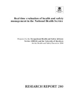 RR280 - Real time evaluation of health and safety ...