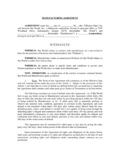 MANUFACTURING AGREEMENT AGREEMENT , (the …