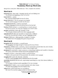 “Rikki-tikki-tavi” Vocabulary Warm-up Word Lists