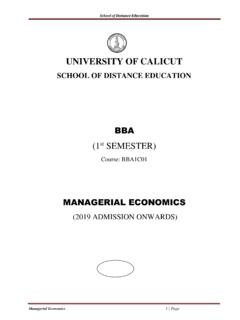 Managerial Economics - university of calicut