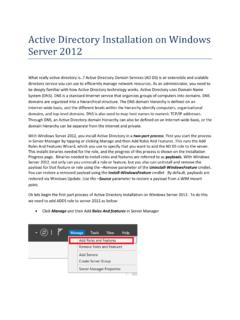 Active Directory Installation on Windows Server …