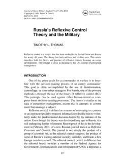 Russia’s Reflexive Control Theory and the Military