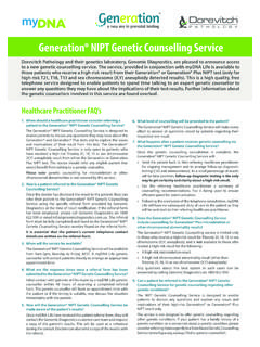 Generation&#174; NIPT Genetic Counselling Service - Dorevitch