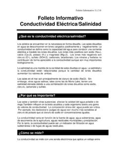 Folleto Informativo Conductividad El&#233;ctrica/Salinidad