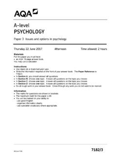 A-level Psychology Question paper Paper 3 June 2017