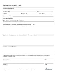Employee Grievance Form - Printable Business …