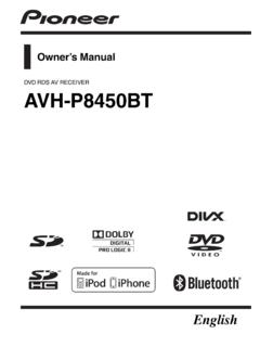 DVD RDS AV RECEIVER AVH-P8450BT - Pioneer Latin