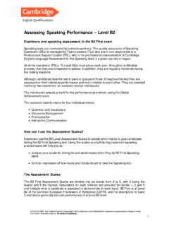 Assessing Speaking Performance Level B2–