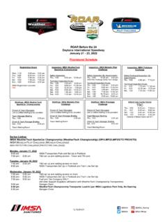 2022 IMSA Provisional Schedule and SR Daytona ROAR …