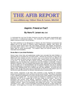 Aspirin: Friend or Foe? - Atrial fibrillation