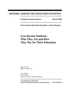 Low-Income Students: Who They Are and How They Pay for ...