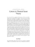 CHAPTER ONE Culture in Classical Social Theory
