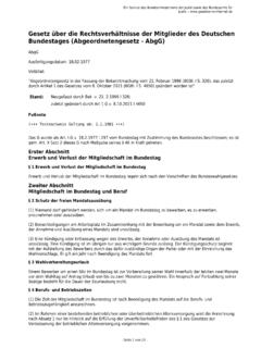 Bundestages (Abgeordnetengesetz - AbgG) Vollzitat: Gesetz ...