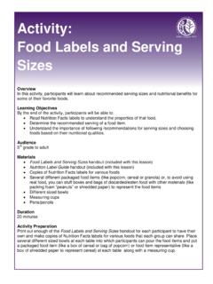 Activity: Food Labels and Serving Sizes