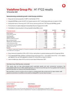 Vodafone Group Plc H1 FY22 results