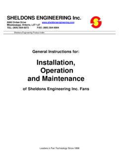 Installation, Operation and Maintenance - Sheldons