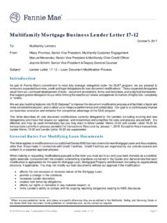 Multifamily Mortgage Business Lender Letter 17 -12