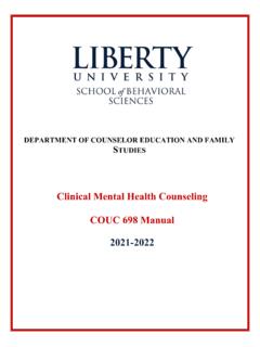 Clinical Mental Health Counseling COUC 698 Manual 2021 …