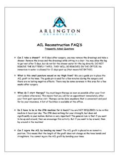 ACL Reconstruction FAQ’S - The Arlington Group
