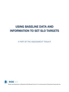 USING BASELINE DATA AND INFORMATION TO SET SLO …