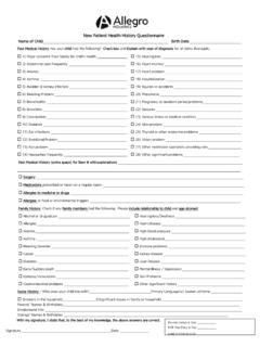 New Patient Health History Questionnaire - Allegro Pediatrics