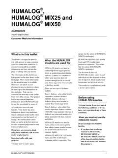 HUMALOG MIX25 and MIX50 - Medsafe