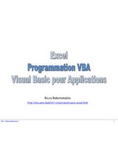 Excel - Programmation VBA - Laboratoire ERIC