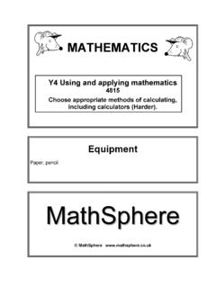 Y4 Using and applying mathematics - MathSphere