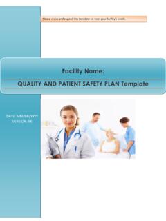 Facility Name: QUALITY AND PATIENT SAFETY PLAN Template