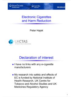 Electronic Cigarettes and Harm Reduction - J-STOP