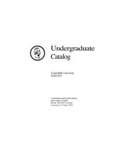 Undergraduate Catalog 2019/2020 - Vanderbilt University
