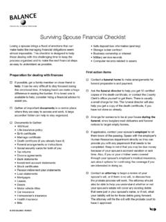 Surviving Spouse Financial Checklist - BALANCE
