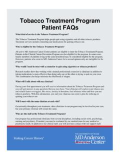 Tobacco Treatment Program FAQ - MD Anderson Cancer …