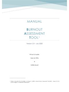 Test Manual BAT (English) - Burnout Assessment Tool