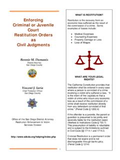 Enforcing Criminal or Juvenile Court Restitution Orders as ...