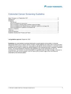 Colorectal Cancer Screening Guideline - Kaiser Permanente