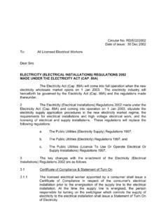 ELECTRICITY (ELECTRICAL INSTALLATIONS) REGULATIONS …