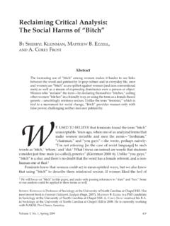 Reclaiming Critical Analysis: The Social Harms of “Bitch”