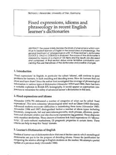 Fixed expressions, idioms and phraseology in …
