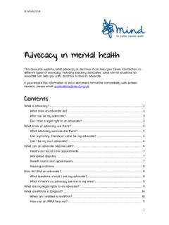 Advocacy in mental health - Home | Mind, the mental health ...