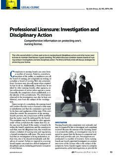 Professional Licensure: Investigation and Disciplinary Action