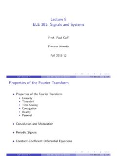 Lecture 8 Properties of the Fourier Transform