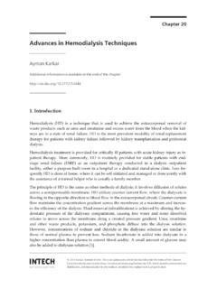Advances in Hemodialysis Techniques - InTech - Open