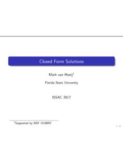 Closed Form Solutions - Florida State University