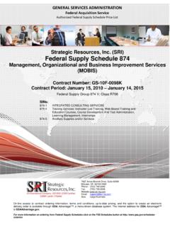 Strategic Resources, Inc. (SRI) Federal Supply …