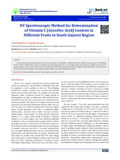 UV Spectroscopic Method for Determination of Vitamin C ...