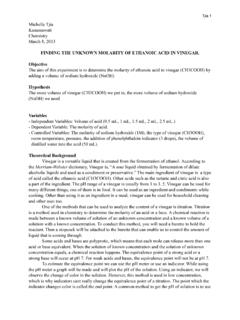 FINDING THE UNKNOWN MOLARITY OF ETHANOIC ACID IN …