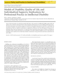 Models of Disability, Quality of Life, and Individualized ...